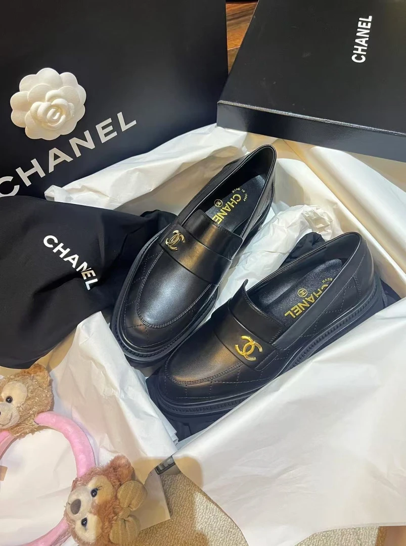 99新 Chanel/香奈儿 黑色香奈儿乐福鞋/36.5