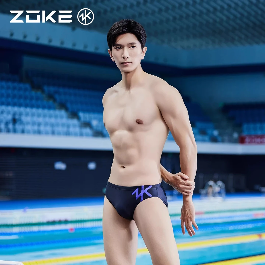 洲克男士泳衣三角专业游泳训练zoke大码防氯速干学生比赛竞速泳裤