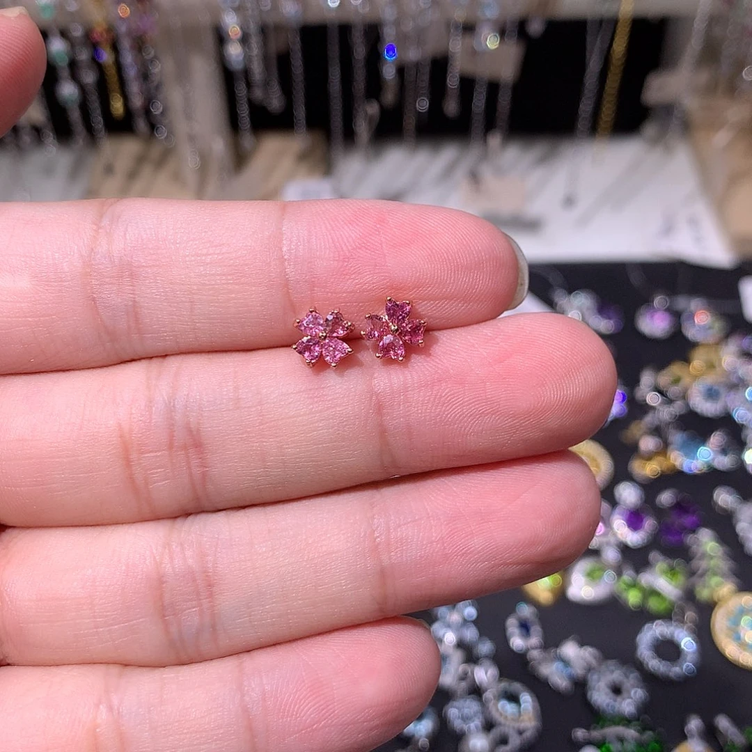 阿***O银S925镶嵌耳钉碧玺