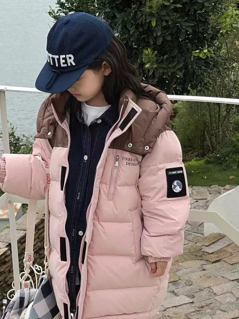儿童羽绒服女童亲子时尚连帽中长款加厚保暖潮流休闲情侣宽松秋冬