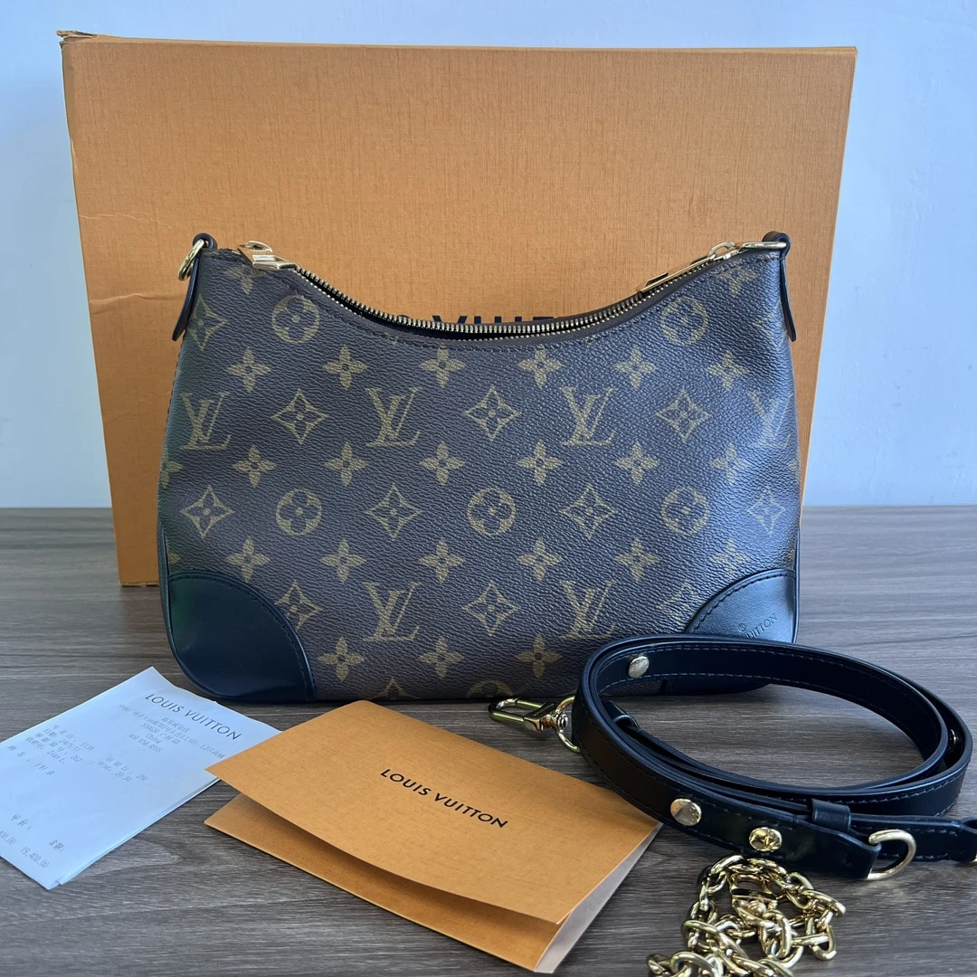 99新 LouisVuitton/路易威登 经典老花黑牛角单肩链条包 08860
