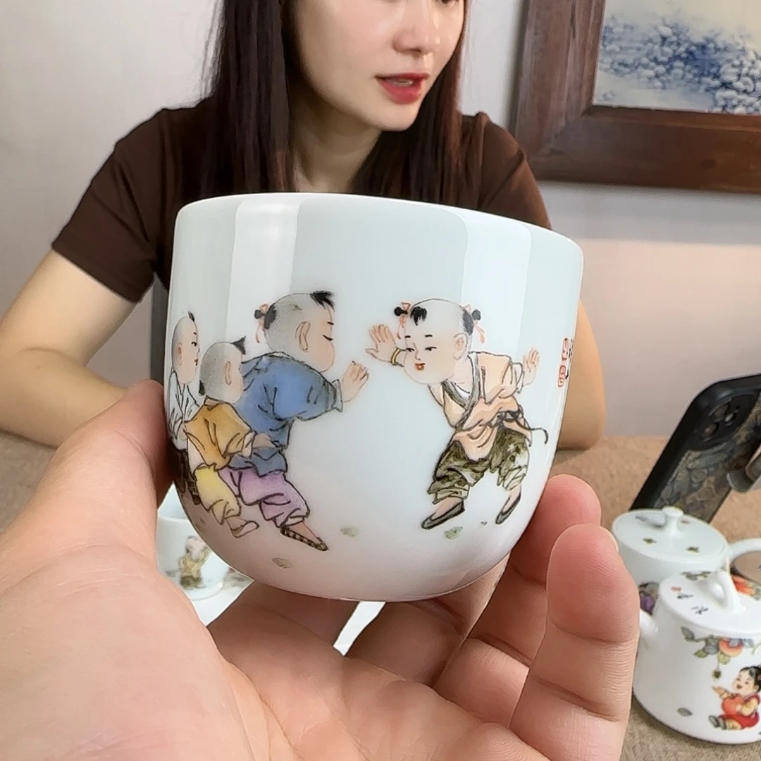 瓷片手工手绘精品主人杯