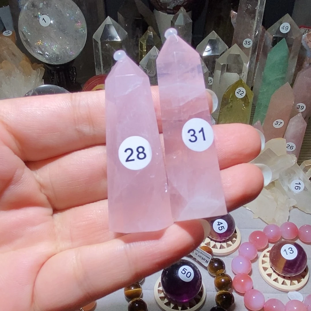 水晶手链银S925镶嵌粉水柱子*2