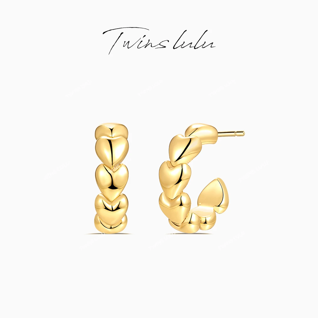 TWINS LULU 镀k金新中式简约圈圈爱心耳环TSL1267