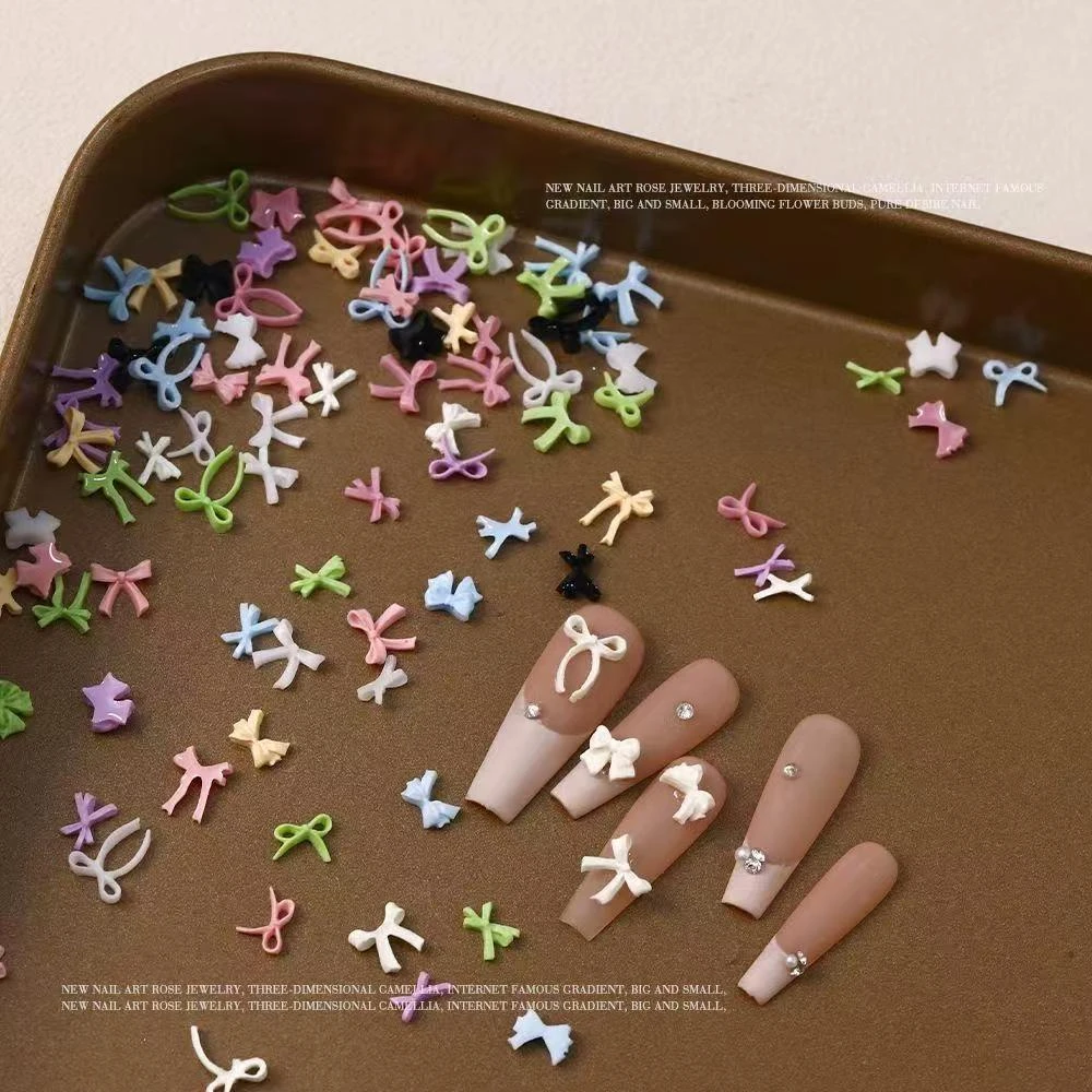 蝴蝶结美甲饰品网红ins树脂马卡龙迷你混装领结飘带DIY指甲装饰品