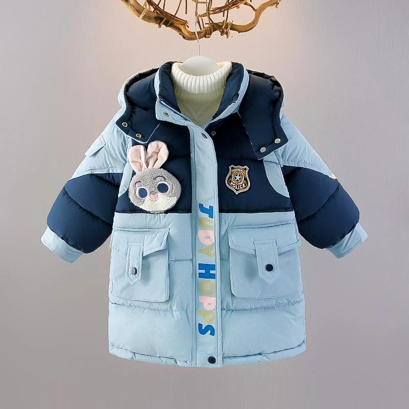 女童冬装棉衣中长款女宝宝羽绒棉服小童女孩冬季加绒加厚棉袄外套