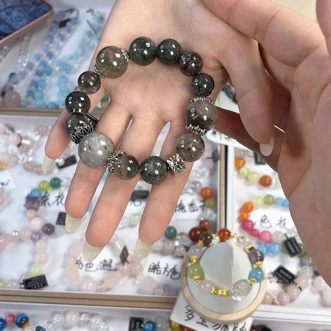 水晶手链银S925镀金镶嵌