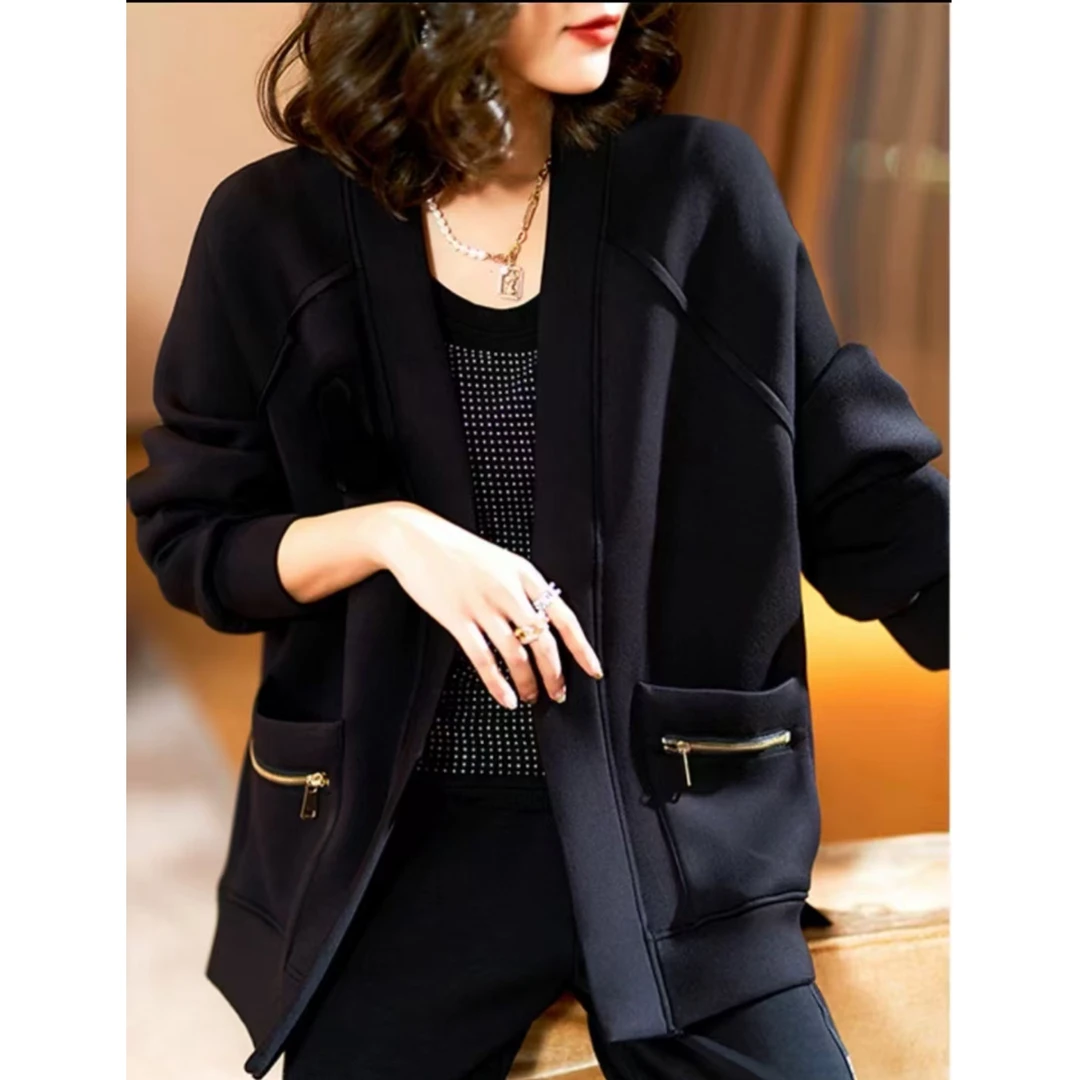 658-2025年春季新款时尚洋气百搭显瘦大码开衫外套