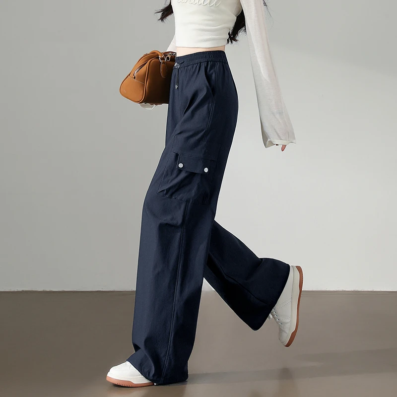 阔腿工装裤女春秋季新款高腰显瘦宽松复古美式伞兵两穿休闲直筒裤
