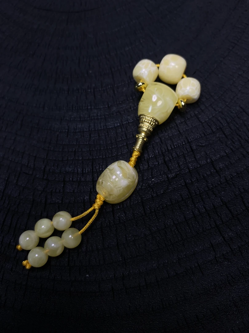 A9300百搭DIY文玩配饰白花蜡三通套装镶嵌三通配猴头星月手持配饰