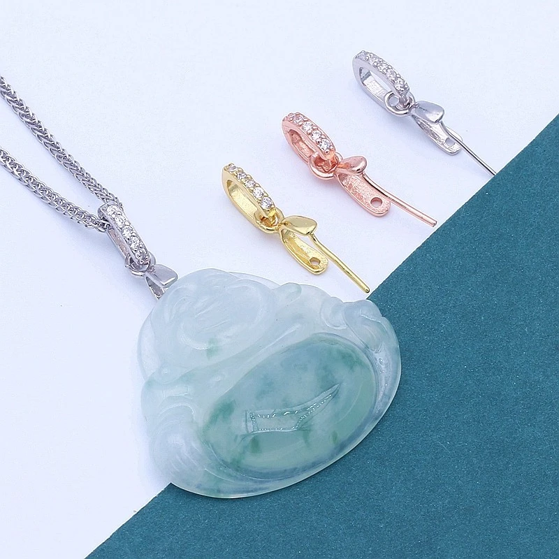 925银银制品 小号扣头玉坠扣金色扣子diy吊坠扣银扣头简约配饰