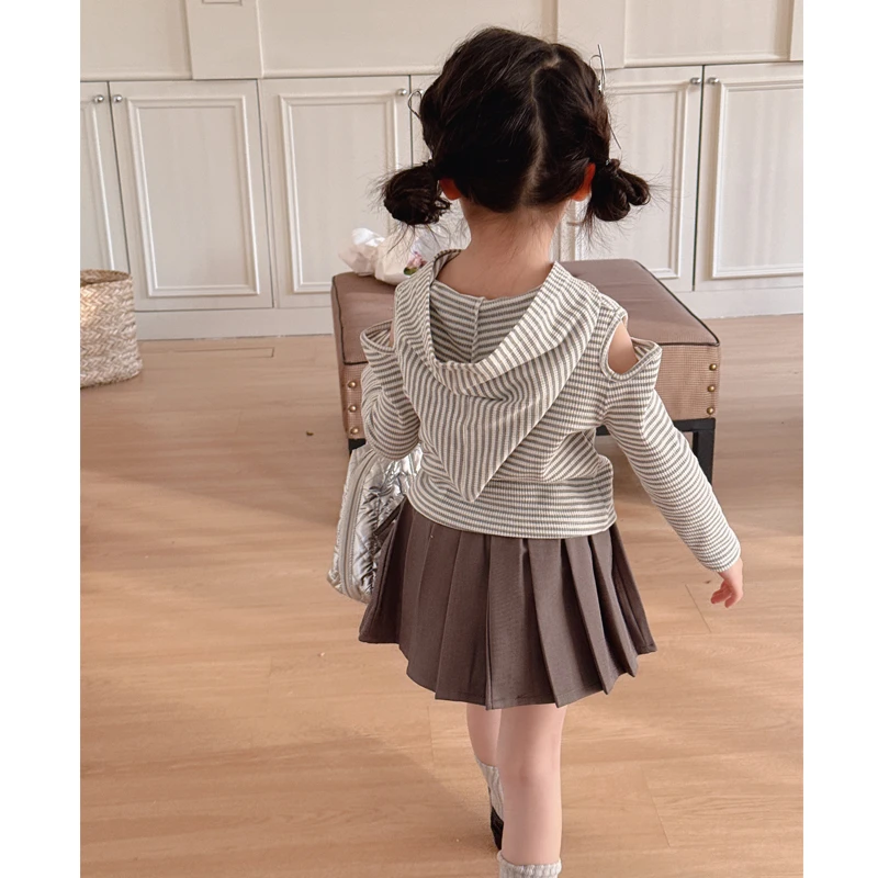 【灰短裙】WWLL定制童装女童半身裙灰色百褶裙百搭春秋款短裙子