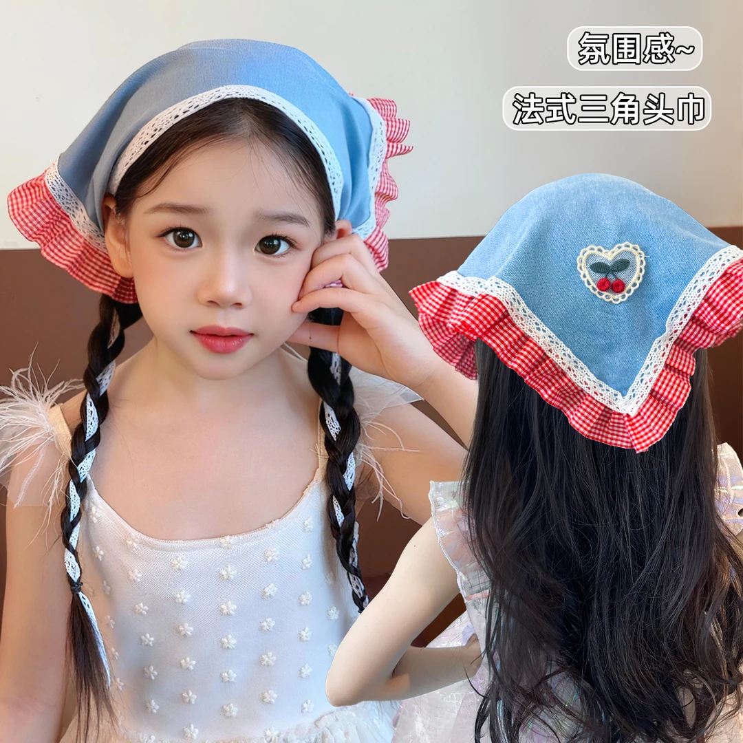【氛围感】樱桃刺绣儿童发箍高级感头巾头饰2025新款小女孩洋气发卡