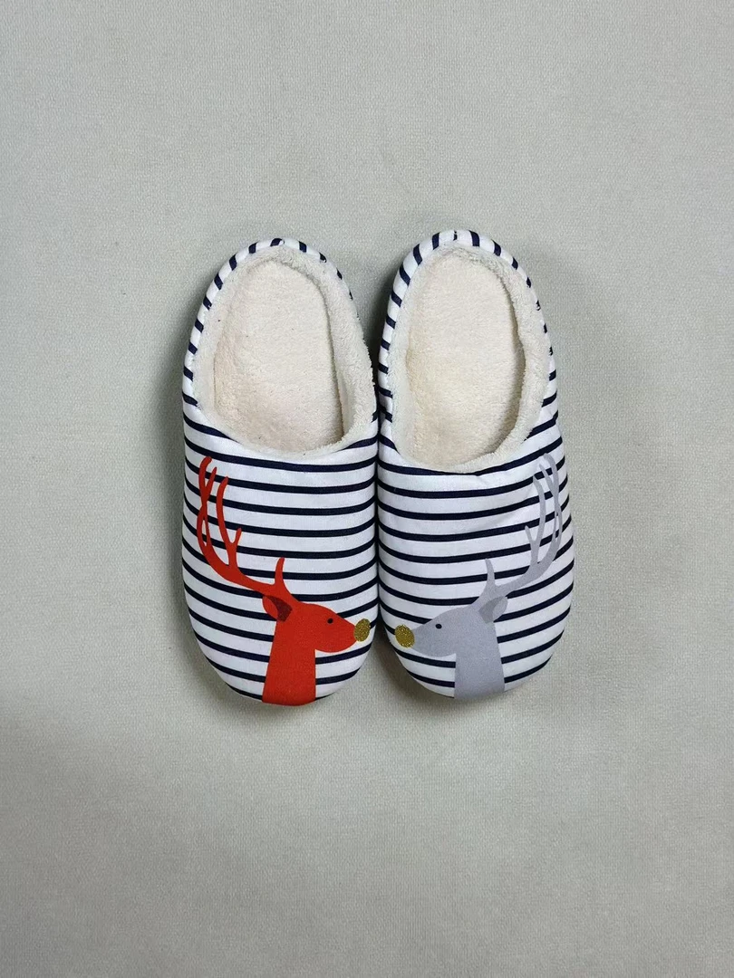 潘妮工厂尾货女款秋冬鸳鸯鹿毛绒保暖防滑居家室内棉拖鞋