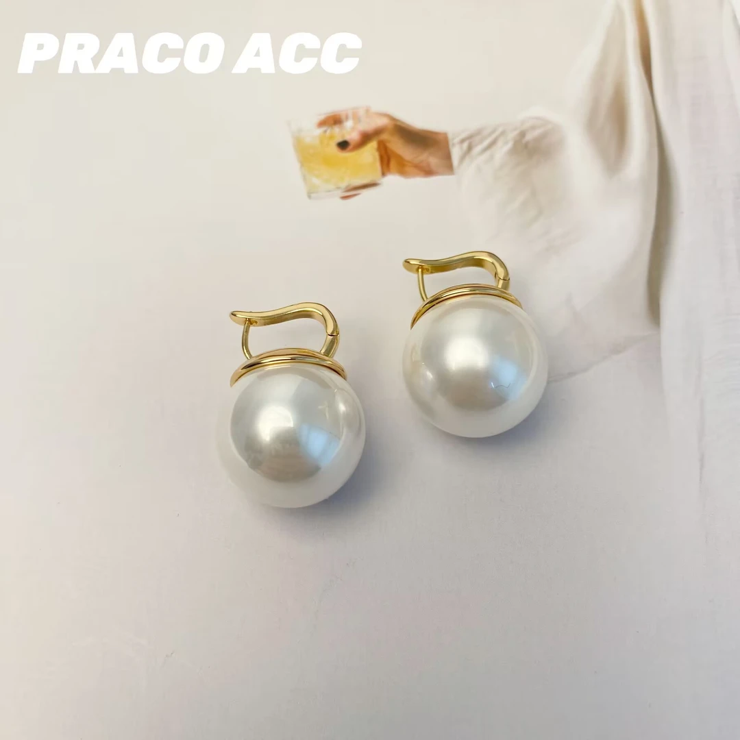 铜合金仿珍珠耳饰 A409 法式设计小灯泡珠珠耳钉