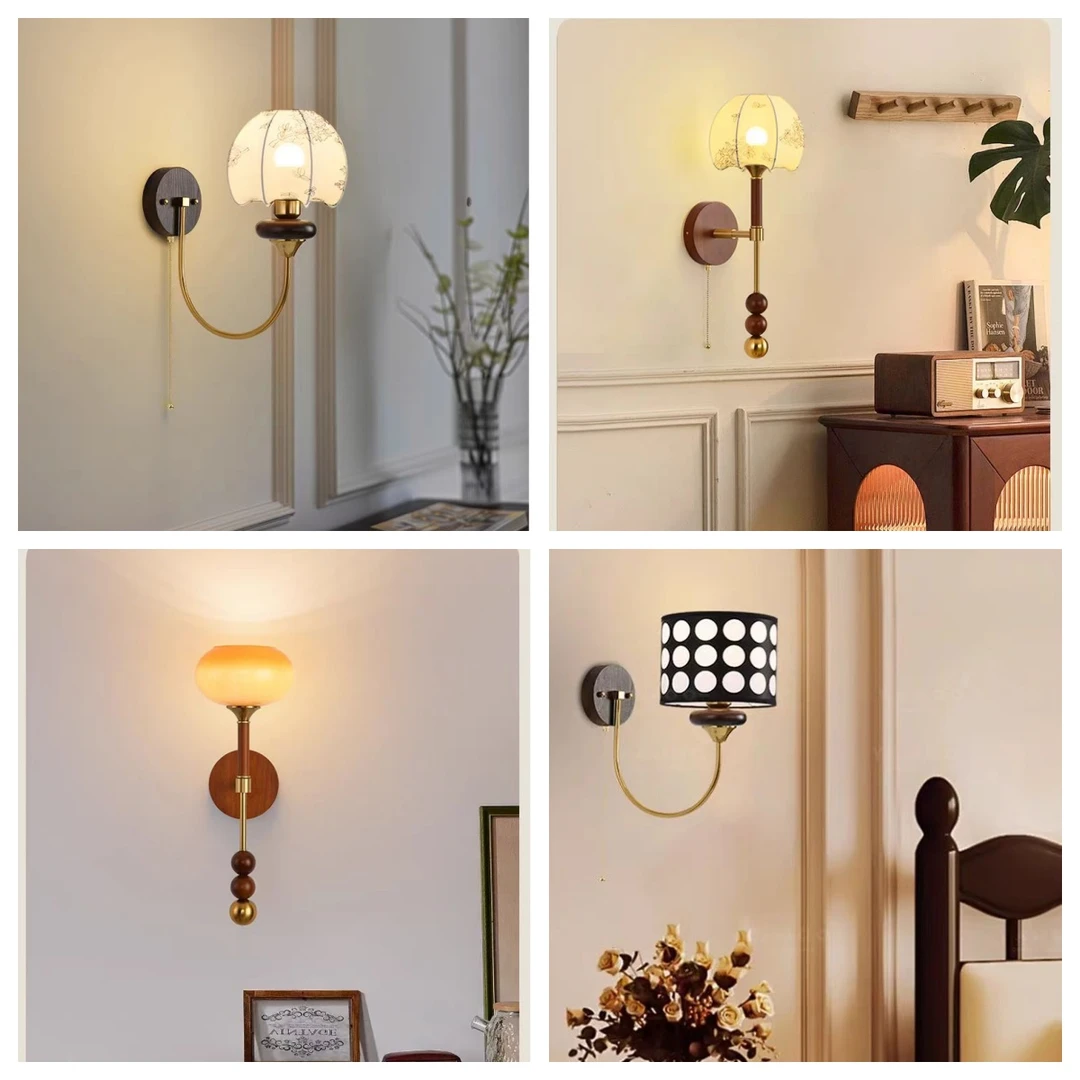 中古风过道走廊壁灯复古法式宋史美学卧室玻璃床头灯创意家用灯饰