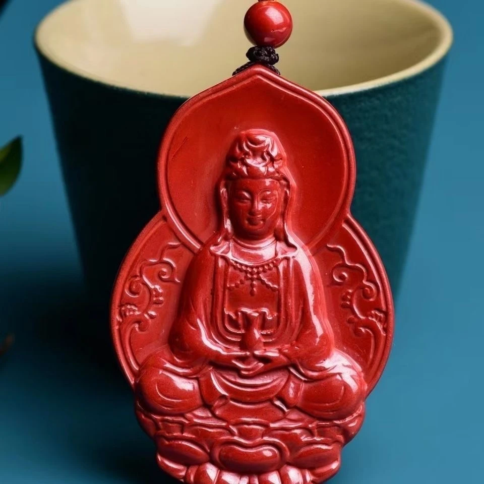含辰砂工艺品含辰砂工艺品红砂观音吊坠含B2-0138