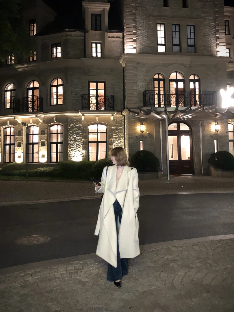 YUGEZHANG【北欧初雪】韩系双面羊毛呢大衣女款高级感中长款气质