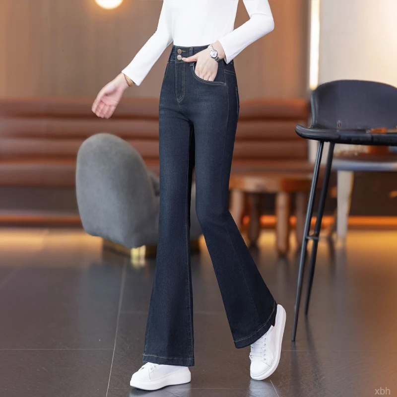 微喇叭牛仔裤女春秋季2025新款今年女士爆款高腰修身刺绣马蹄裤子