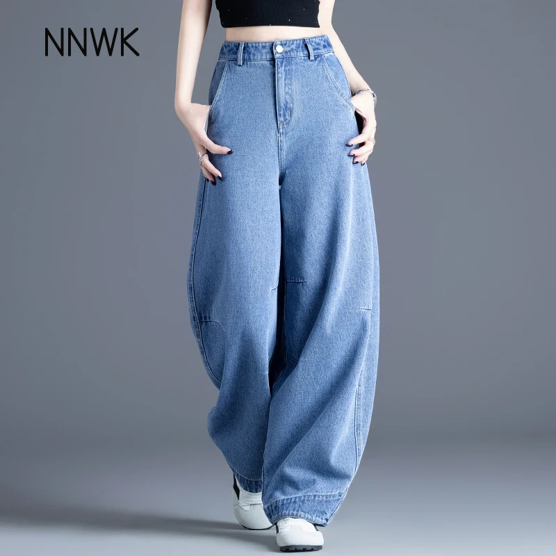 设计感牛仔裤女2025新款春秋季镰刀直筒裤宽松弯刀裤休闲阔腿裤子