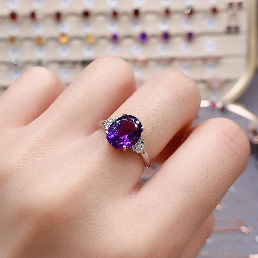 水晶戒指银S925镶嵌戒指