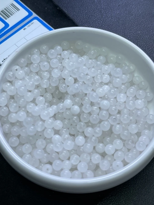 天然珠宝玉石 和田玉白玉散珠Q109 4MM 108颗（赠弹力绳）