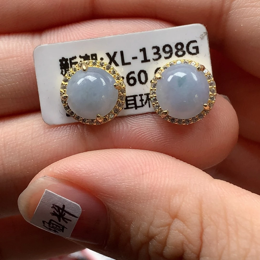 翡翠银S925镶嵌戒指c****咪天然翡翠耳饰