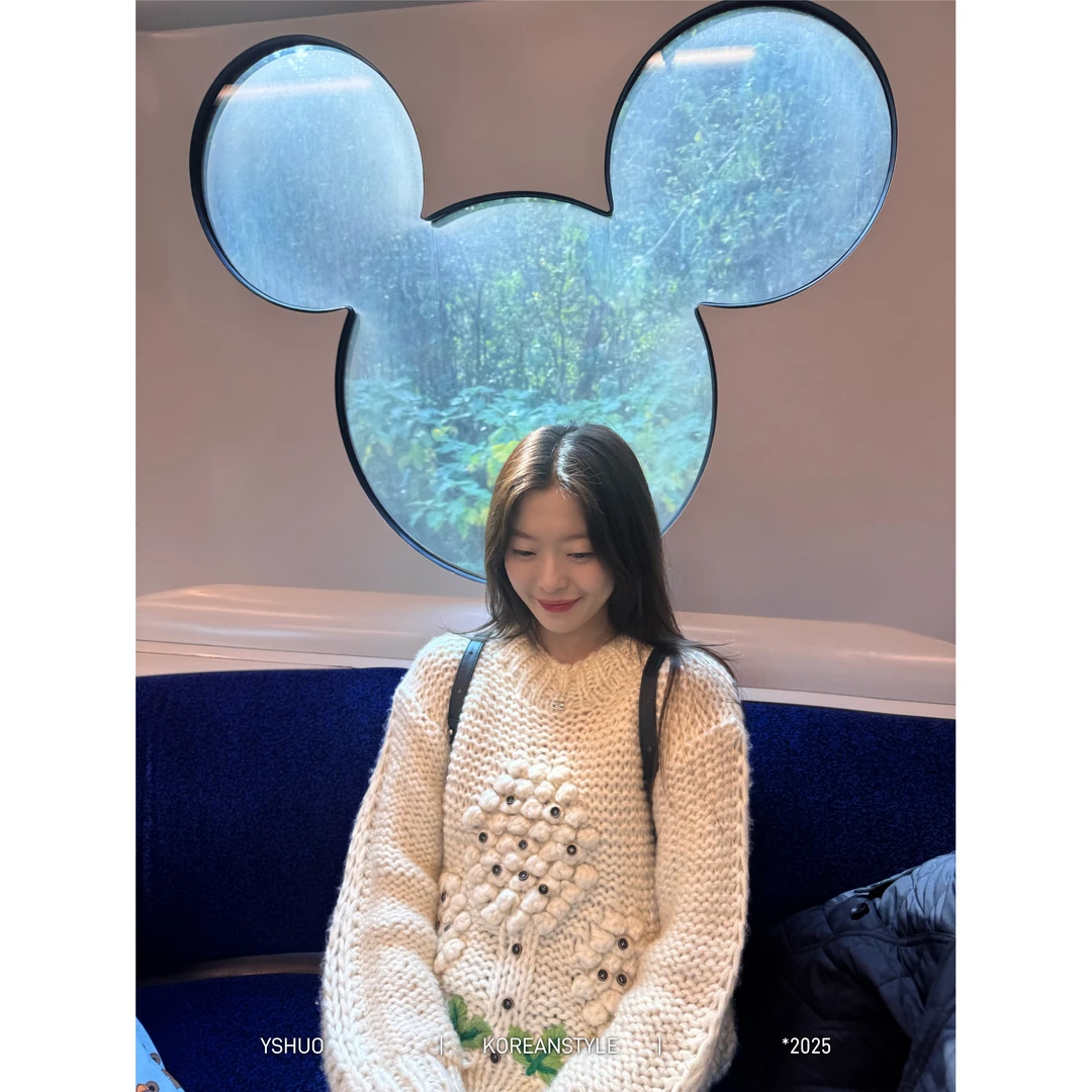 YSHUO【乐园毛衣】春季时尚慵懒手工加厚立体套头毛衣 24890