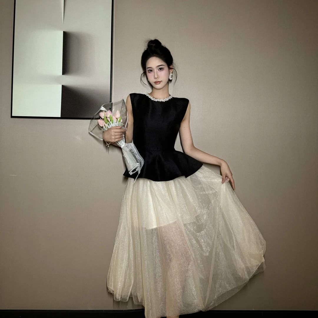 【时时原创】气质减龄女神范赫本风轻奢仙女时尚复古名媛连衣裙9012