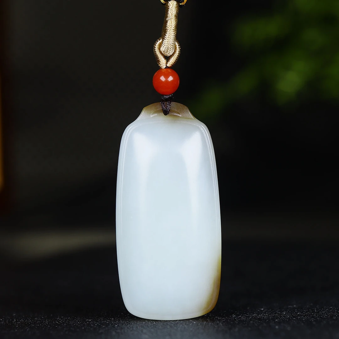 1205168和田玉糖白玉无事牌挂件