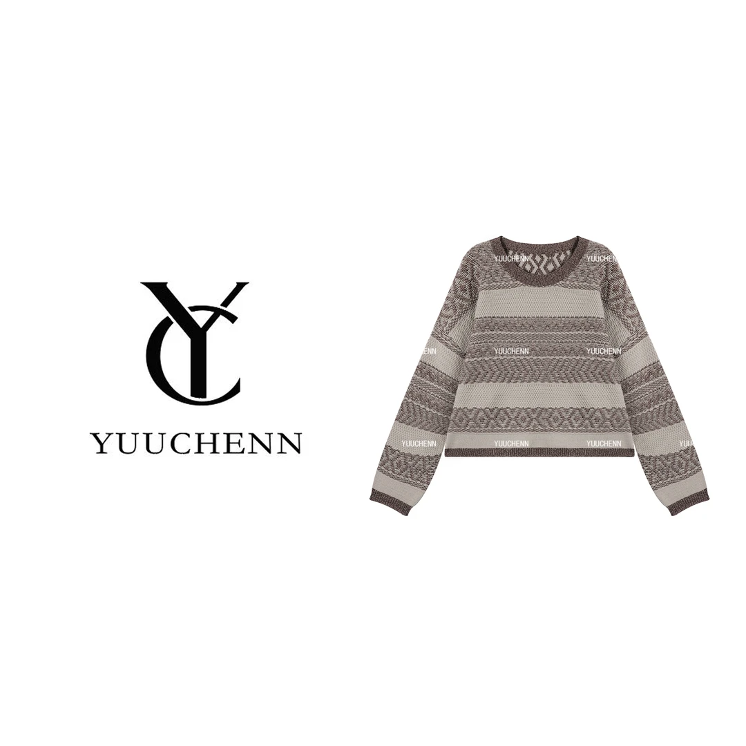 YUUCHENN 条纹针织毛衣女2025秋款百搭上衣JYY-C115