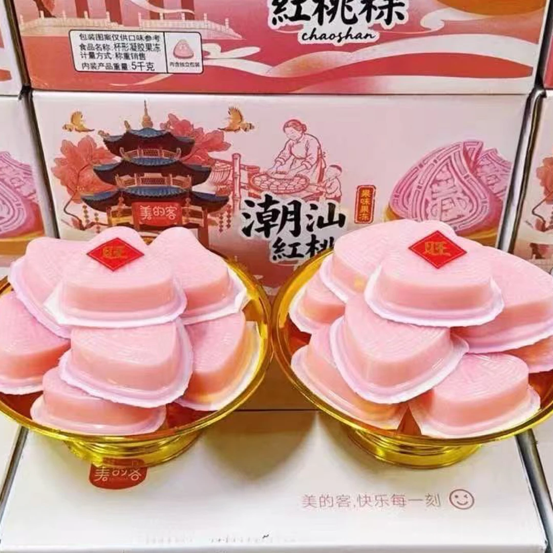 潮汕红桃粿果冻爆浆果冻白桃味