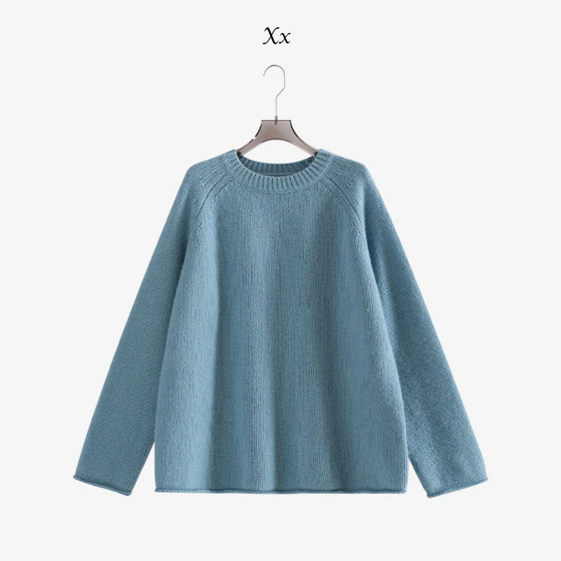 【彩虹糖】秋冬彩色纯色圆领插肩袖羊毛针织衫-9527