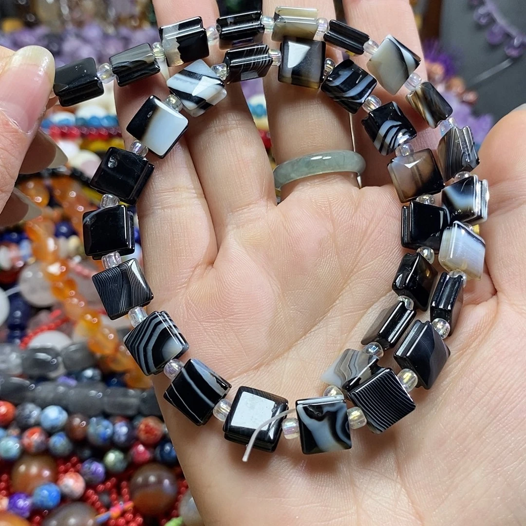 玛瑙/玉髓未镶嵌珠宝半成品玛瑙方块一条卡10m