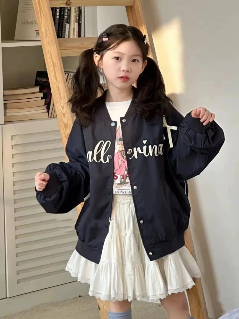 【C TING】新款韩版亲子装童装女童蝴蝶结刺绣外套