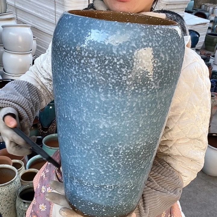 紫砂花盆瑕疵口20高38瑕疵