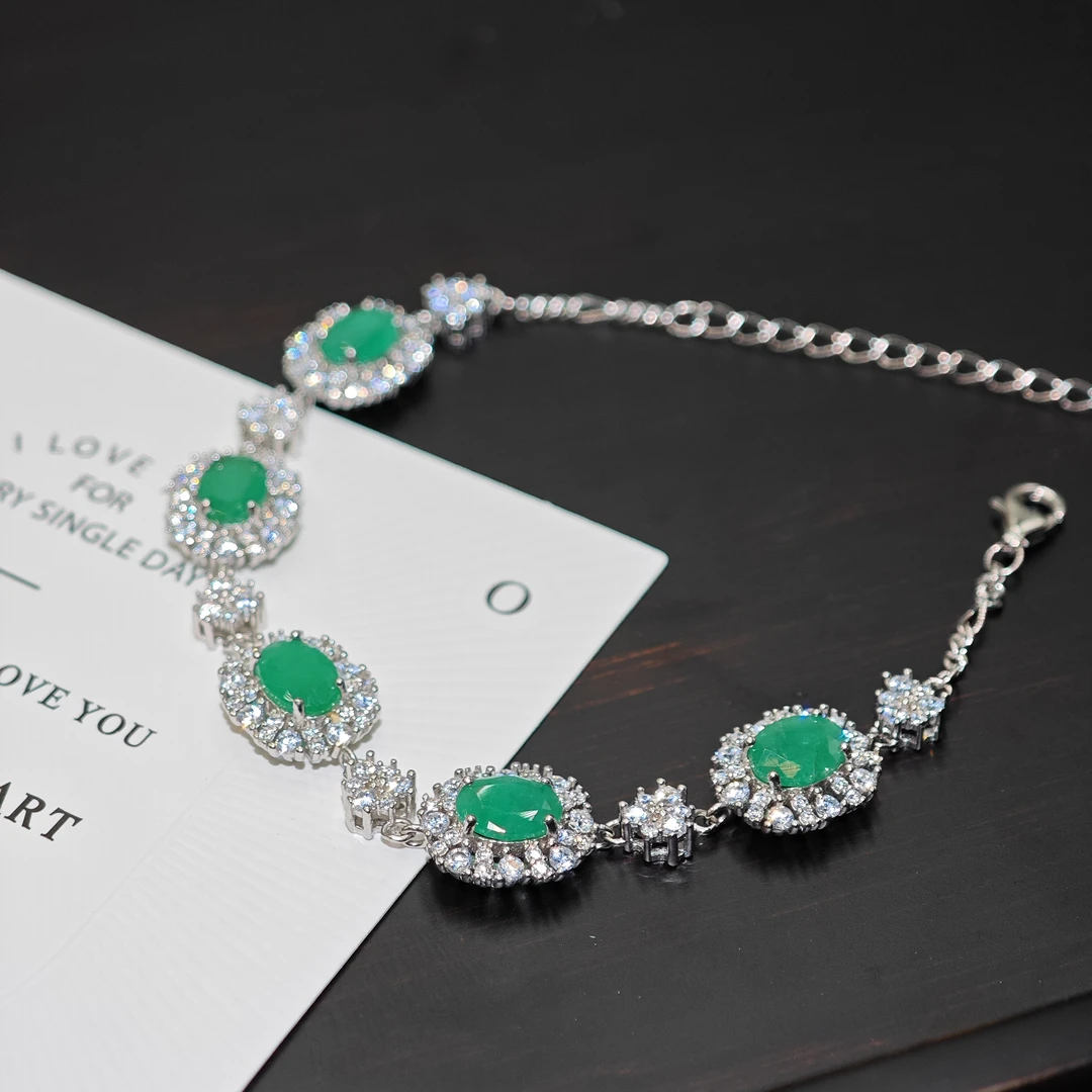 S925银祖母绿手链贵气百搭