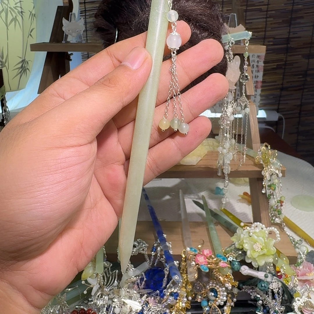 合金蛇纹石玉发饰