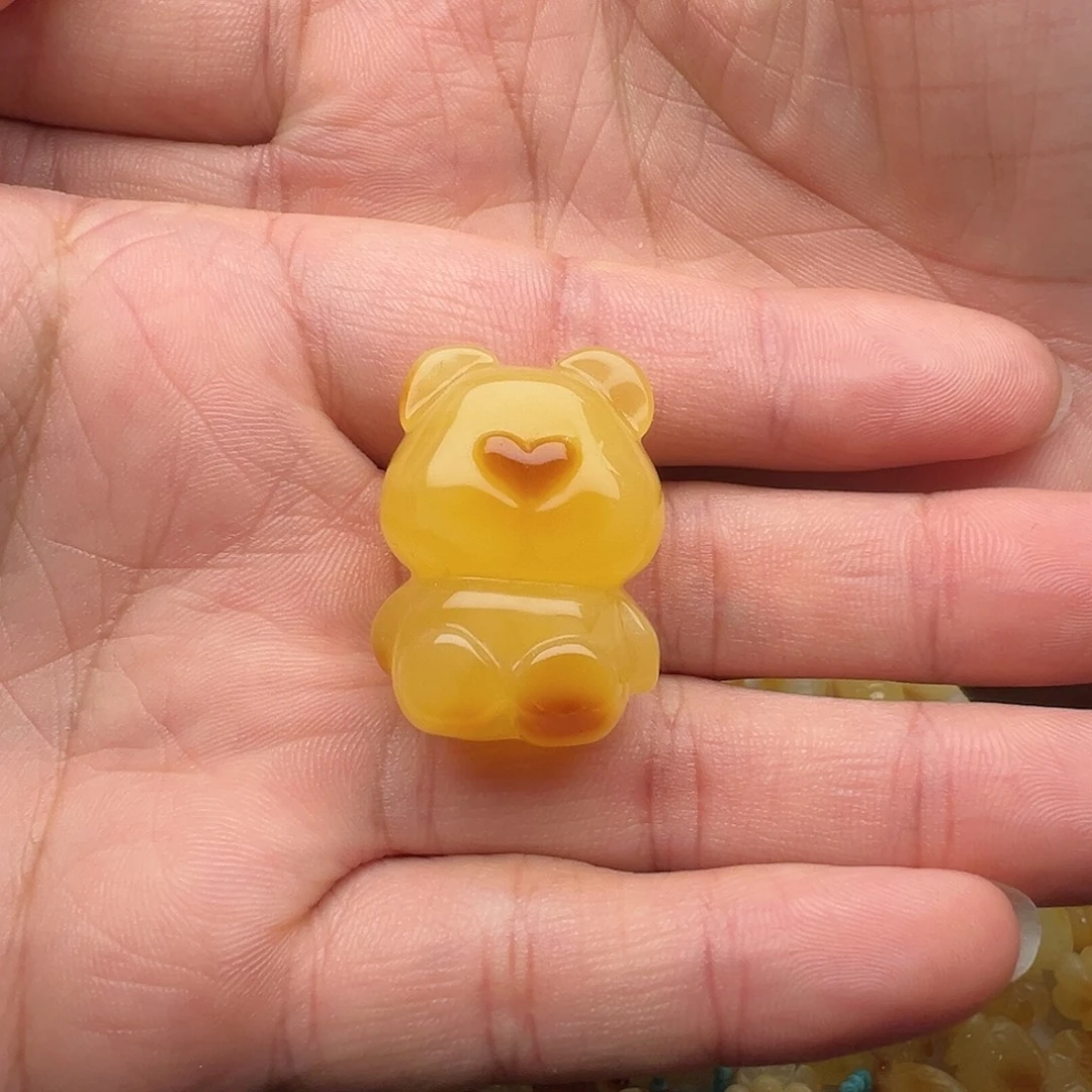 蜜蜡未镶嵌颈饰小熊吊坠（打孔不退换）