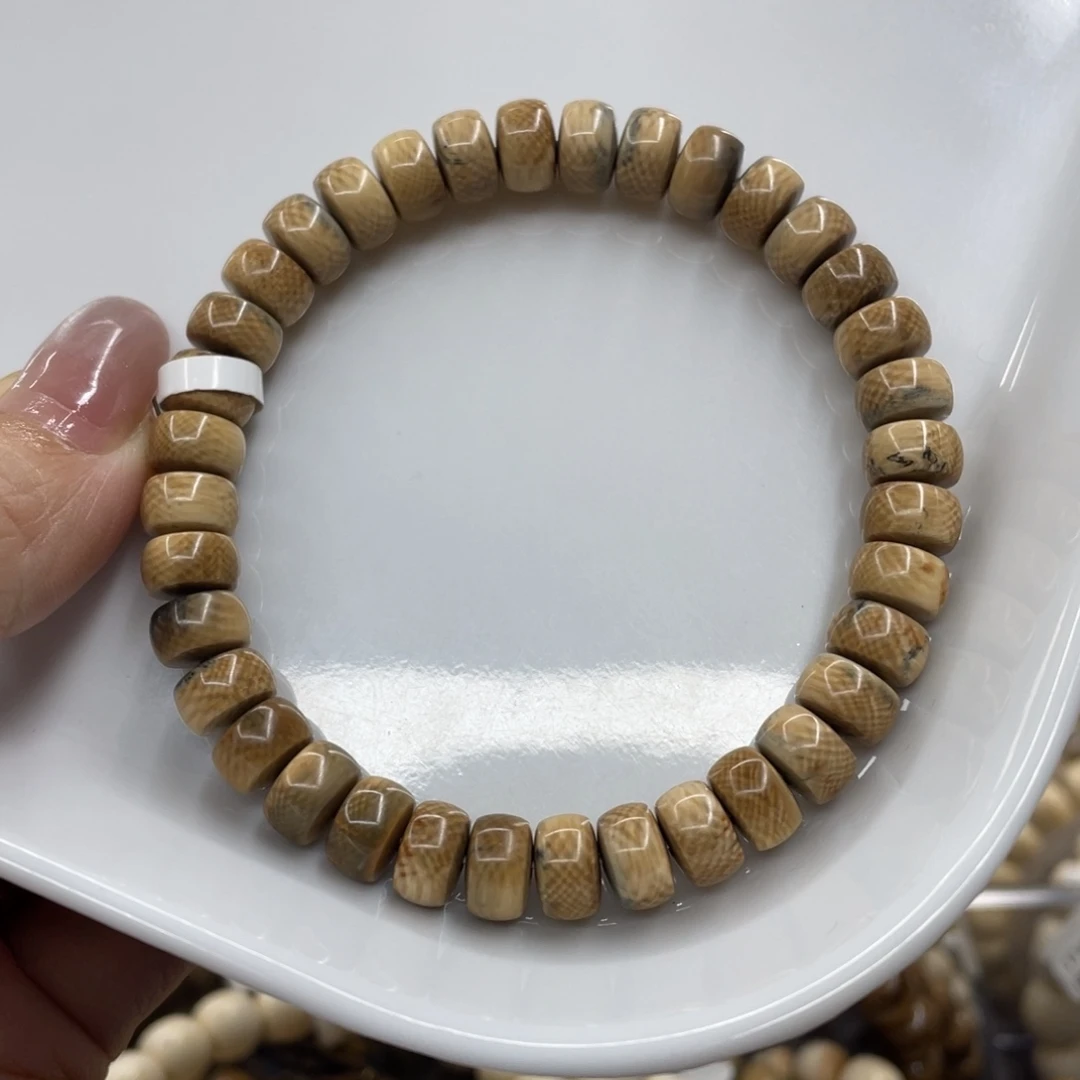 猛犸象牙手串/手链/手镯8✖️5冰咖满纹药片