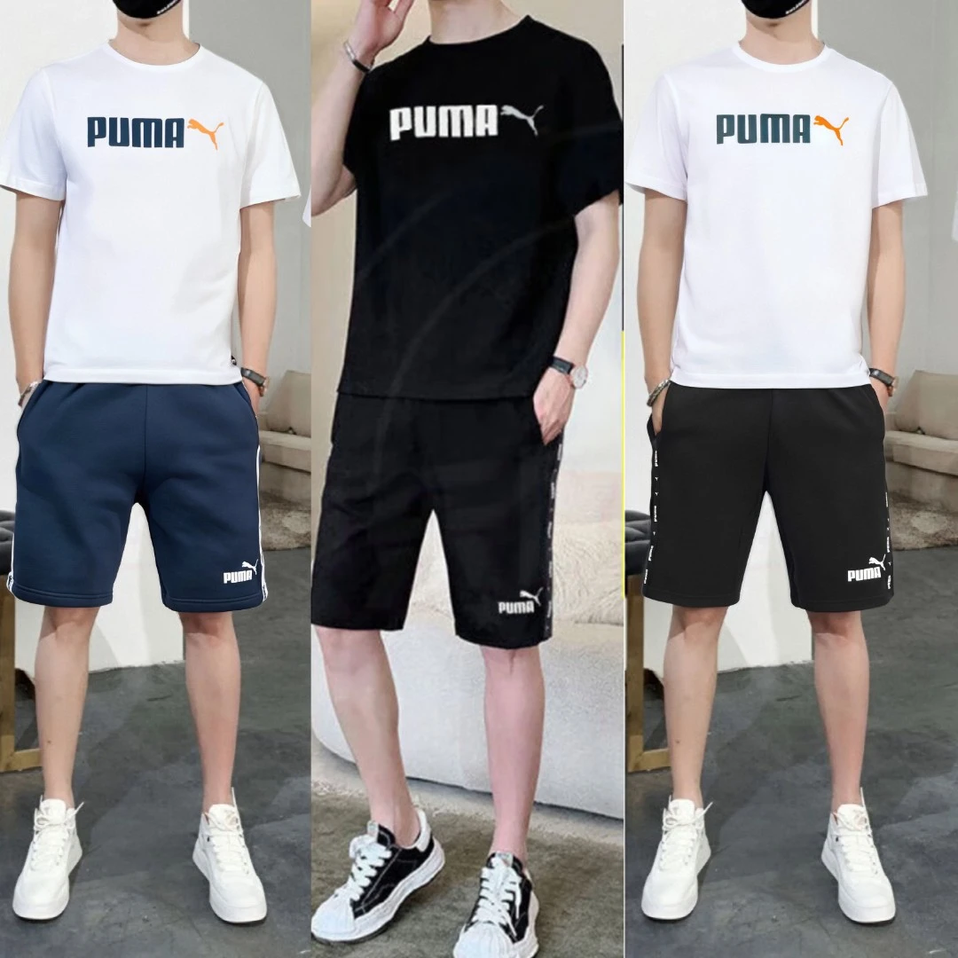 【彪马套装】PUMA短袖短裤男装夏季新款运动休闲套装圆领T恤五分裤
