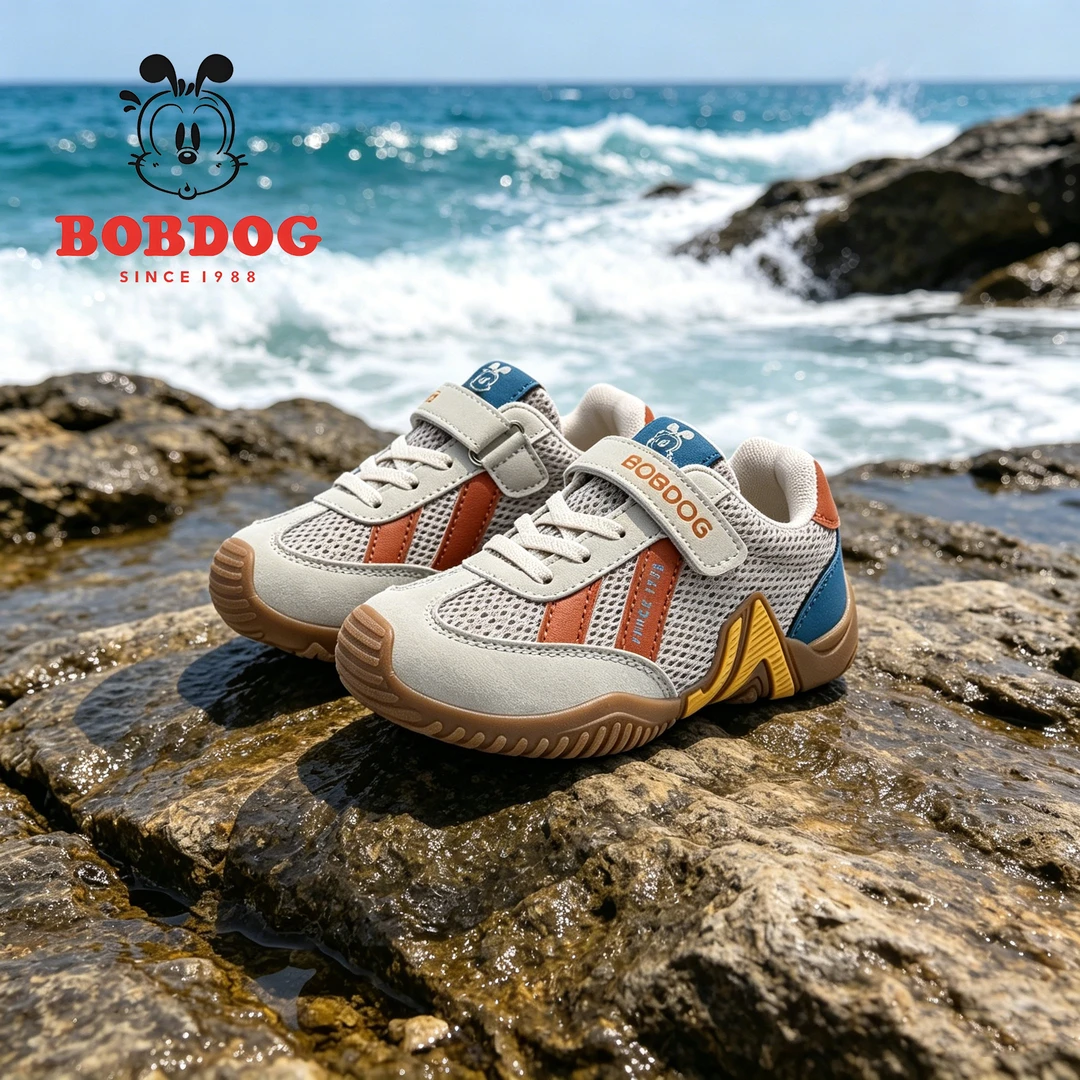Bobdog/巴布豆网面儿童防水运动鞋夏季透气凉鞋夏季新款防滑包头