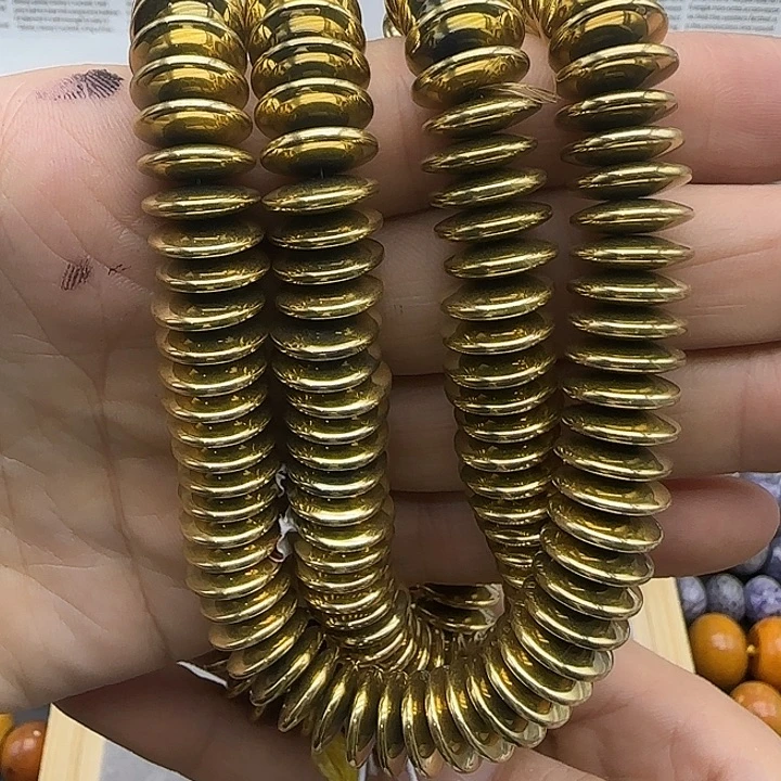 查罗石合金珠宝半成品12M黑胆石飞碟一条
