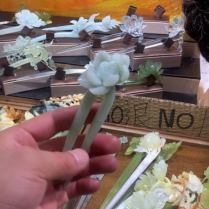 合金蛇纹石玉发饰