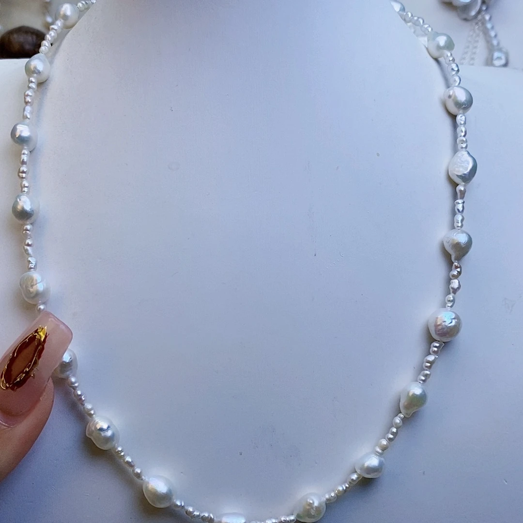 淡水珍珠颈饰银S925镶嵌