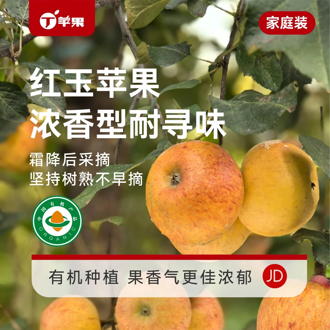 红玉苹果【丁苹果】有机认证 家庭装 脆面混发 清脆爽口红玉苹果
