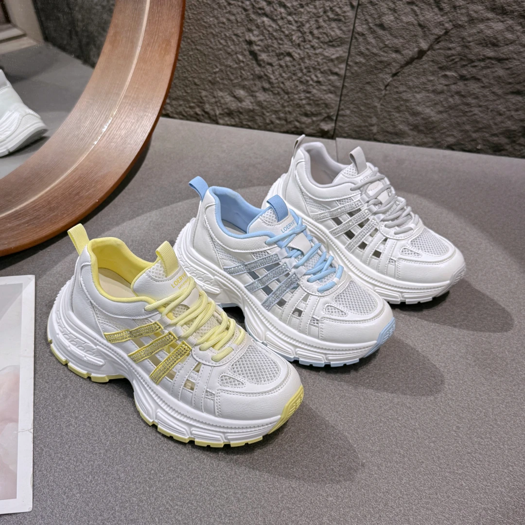百搭夏季休闲鞋小白鞋网红镂空春季厚底时尚网面运动鞋老爹鞋70-1
