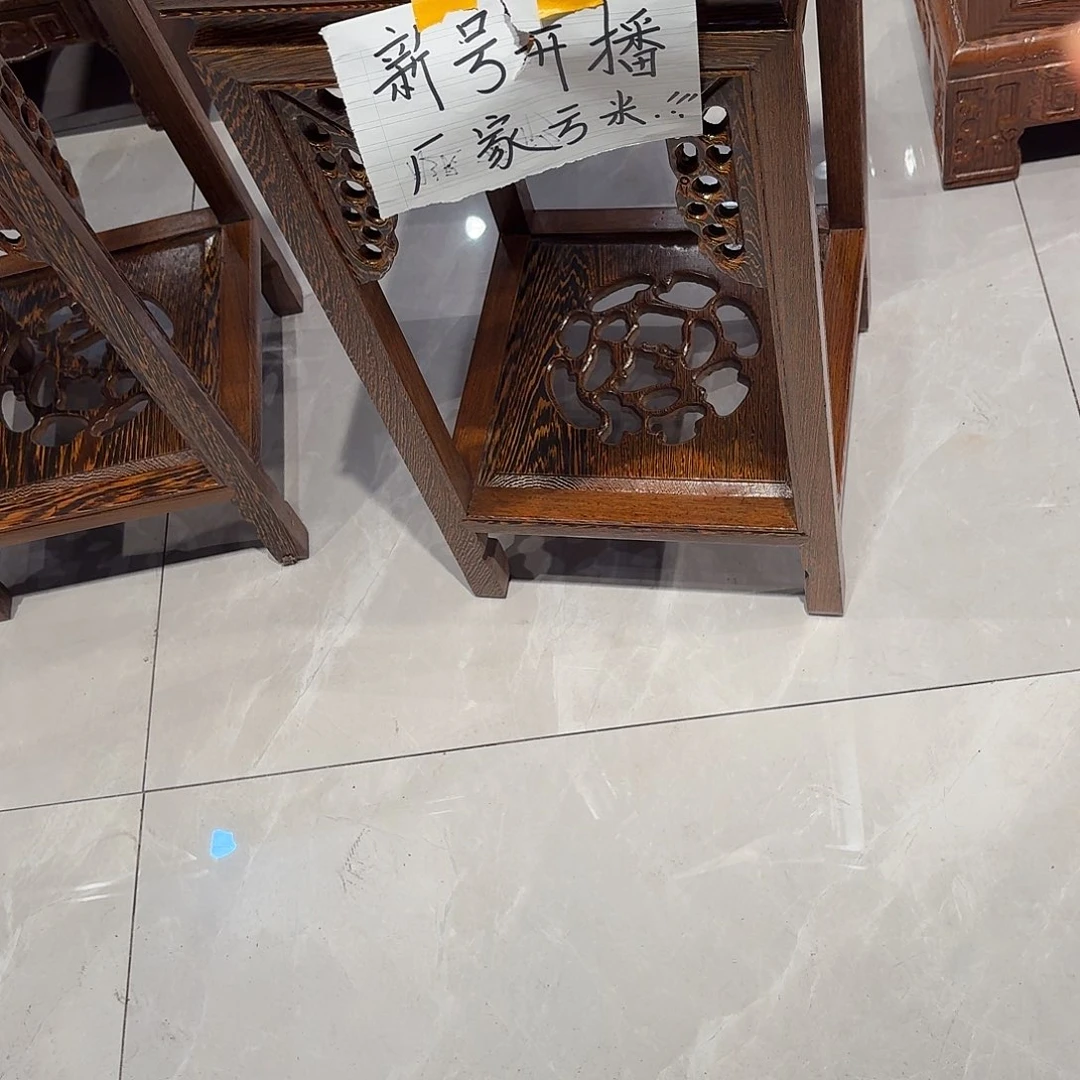 择***鸡翅木类端景台鸡翅木花架32x32x66