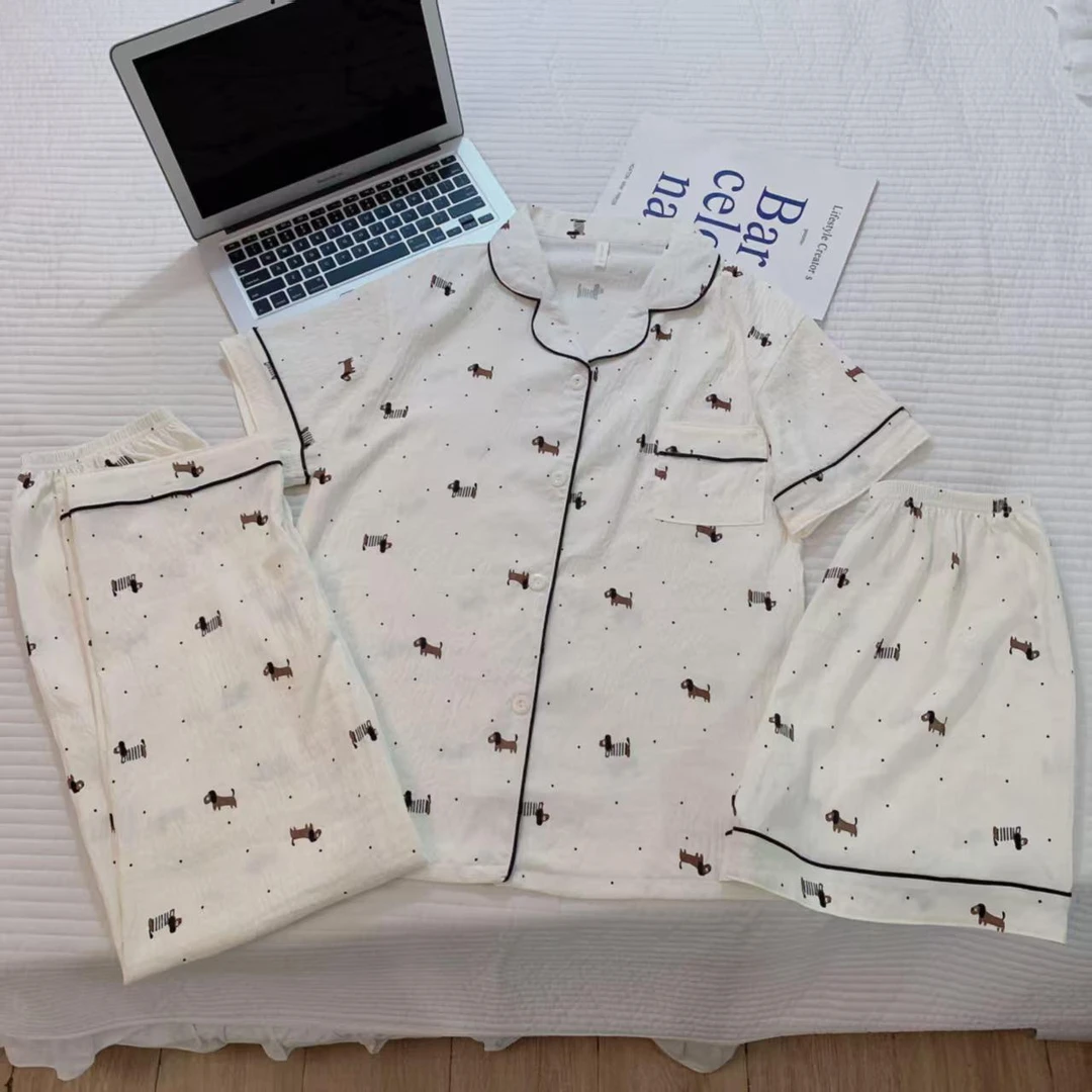 三件套/云朵棉2025年新款短袖睡衣女夏季可爱少女卡通宽松家居服