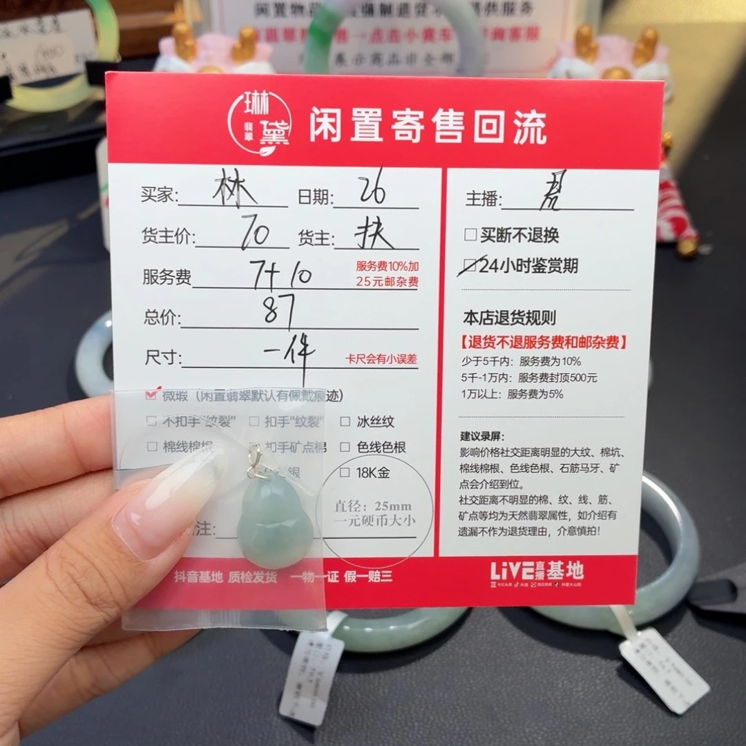 林***熙翡翠未镶嵌颈饰天然